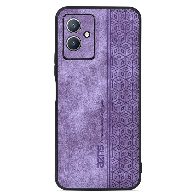 AZNS For vivo Y55 5G Slim Protective Back Cover PU Leather Coated TPU Anti-drop Mobile Phone Case - Purple