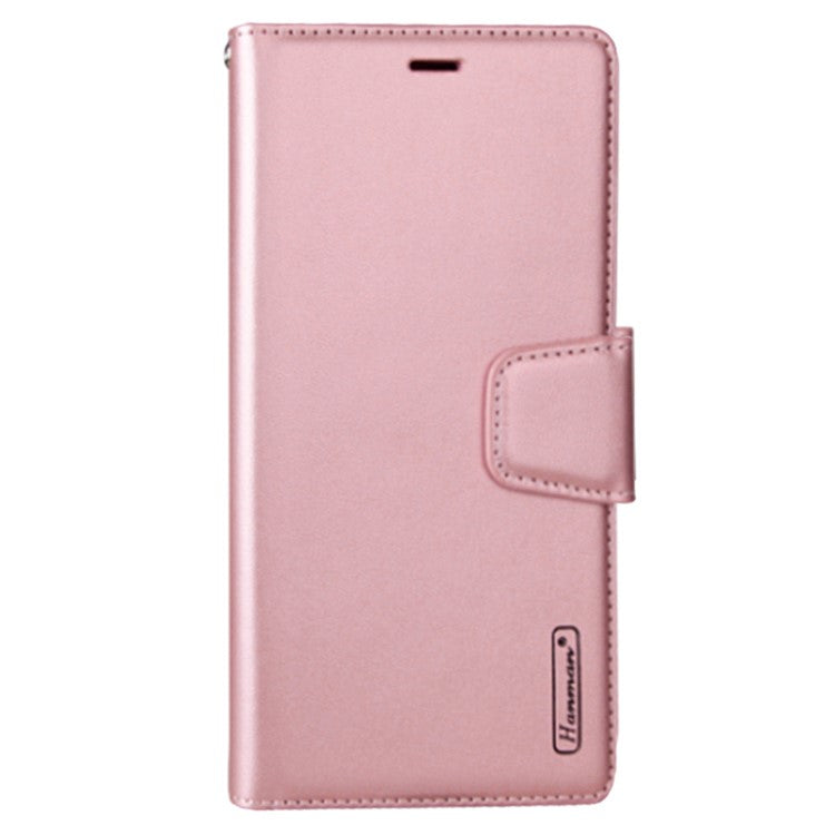 HANMAN Mill Series for Google Pixel 6a PU Leather Magnetic Folio Cover Stand Book Design Shockproof TPU Interior Case - Rose Gold