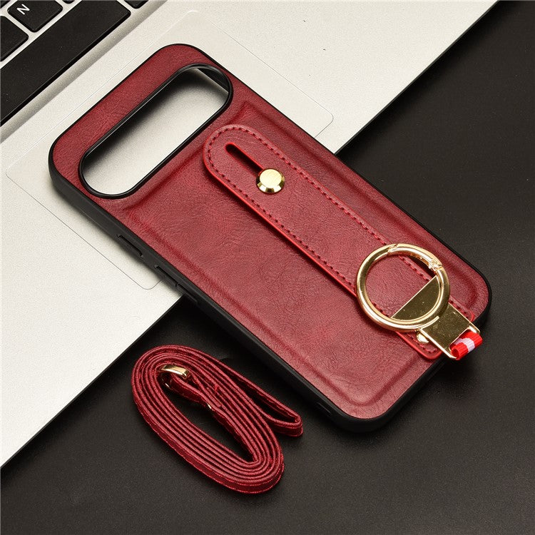 For Google Pixel 9 / Pixel 9 Pro Case Leather Coated PC+TPU Phone Cover with Kickstand Bottle Opener - Red