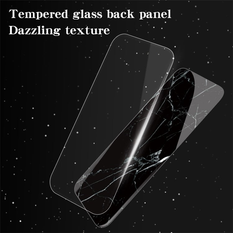 For vivo Y03 Printed Phone Case Tempered Glass+PC Back Cover with TPU Edges - Black Marble