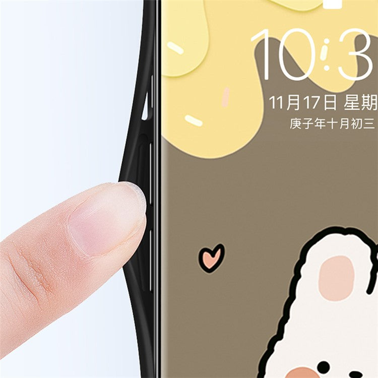 For vivo Y03 Cell Phone Case Tempered Glass Cartoon Animal Pattern Shell - Milk Tea Rabbit