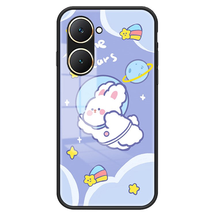 For vivo Y03 Cell Phone Case Tempered Glass Cartoon Animal Pattern Shell - Aerospace Rabbit