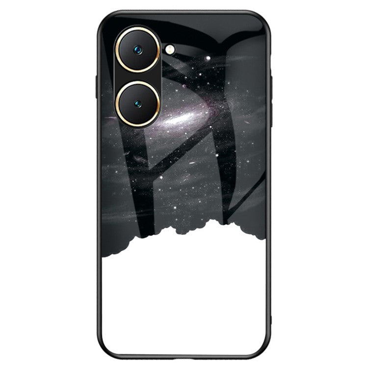 For vivo Y03 Case Starry Sky Pattern Anti-Scratch Tempered Glass Phone Cover - Cosmic Starry Sky