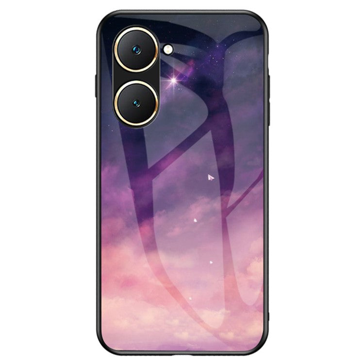 For vivo Y03 Case Starry Sky Pattern Anti-scratch Tempered Glass Phone Cover - Dream Starry Sky