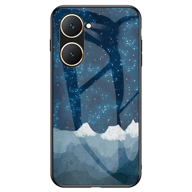 For vivo Y03 Case Starry Sky Pattern Anti-scratch Tempered Glass Phone Cover - Scattering Starry