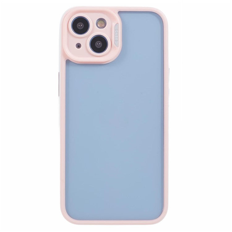 For-iPhone-13-/-14-Protective-Case-Shockproof-TPU+Acrylic-Cell-Phone-Cover---Pink