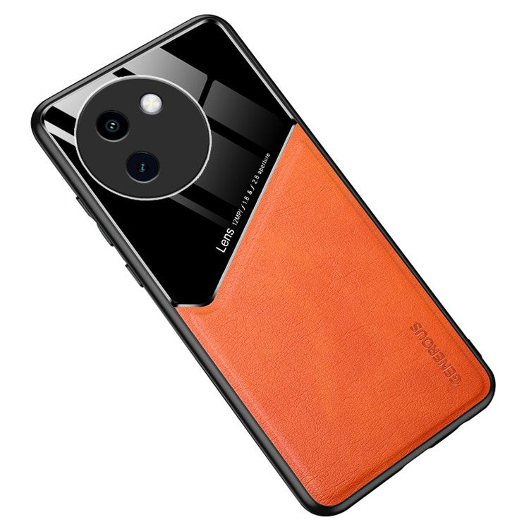 For vivo Y200i 5G Cell Phone Case Bump-Proof PU+TPU+PC Cover Support Magnetic Car Mount - Orange