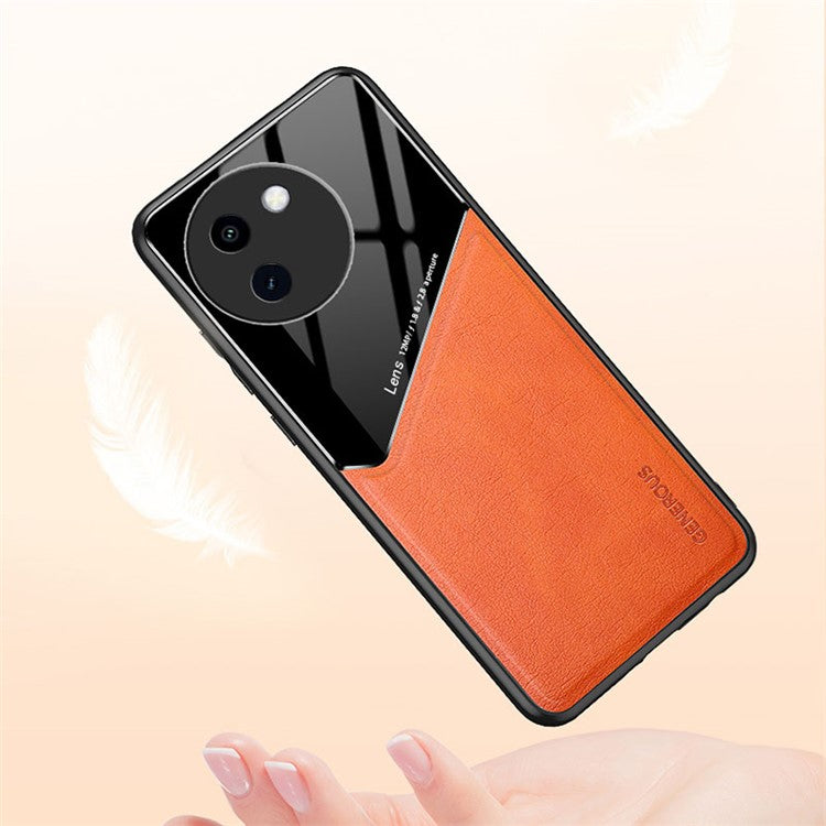 For vivo Y200i 5G Cell Phone Case Bump-Proof PU+TPU+PC Cover Support Magnetic Car Mount - Orange