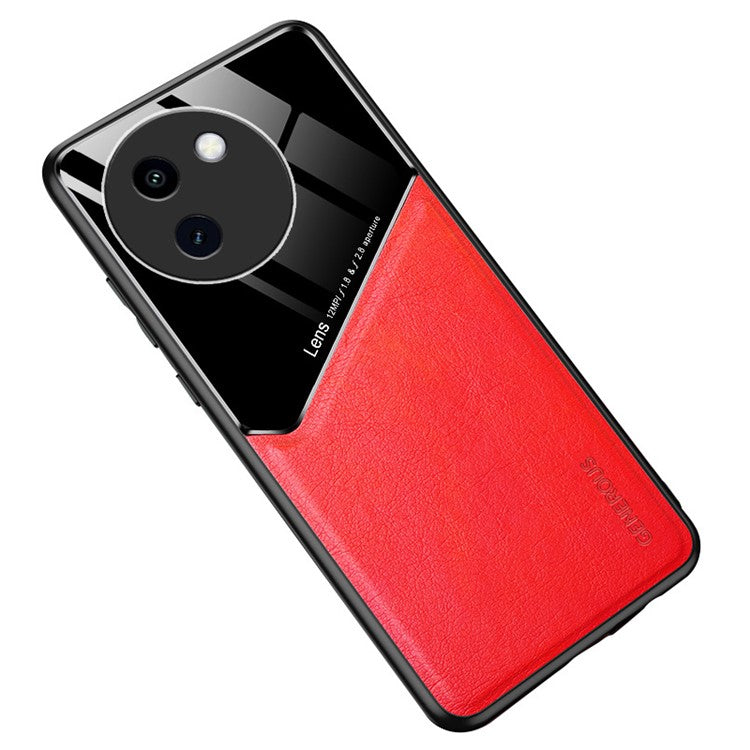 For vivo Y200i 5G Cell Phone Case Bump-proof PU+TPU+PC Cover Support Magnetic Car Mount - Red