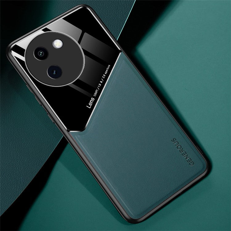 For vivo Y200i 5G Cell Phone Case Bump-proof PU+TPU+PC Cover Support Magnetic Car Mount - Green