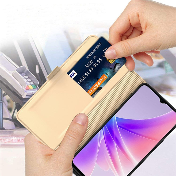 For vivo Y38 5G Case Card Holder PU Leather Protective Phone Cover - Gold