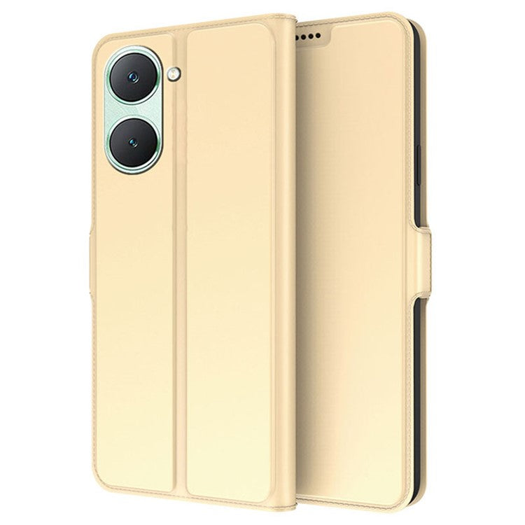 For vivo Y18e 4G Case Leather Stand Slip Phone Cover with Card Slots - Gold