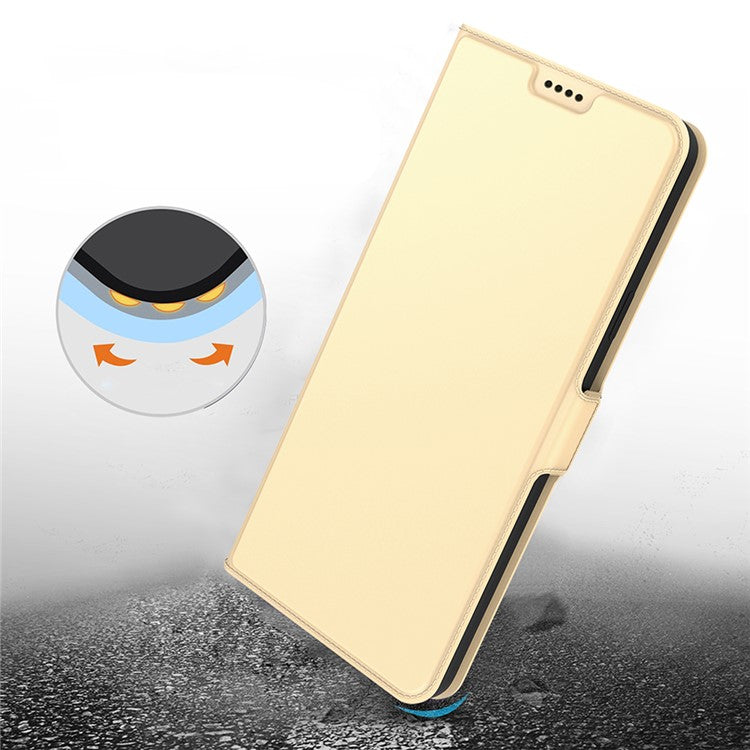 For vivo Y18e 4G Case Leather Stand Slip Phone Cover with Card Slots - Gold