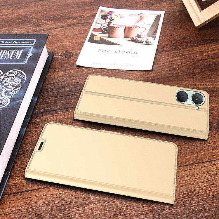 For vivo Y18e 4G Case Leather Stand Slip Phone Cover with Card Slots - Gold