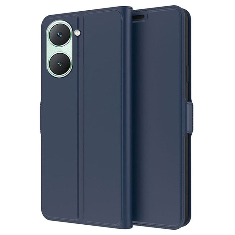 For vivo Y18e 4G Case Leather Stand Slip Phone Cover with Card Slots - Blue