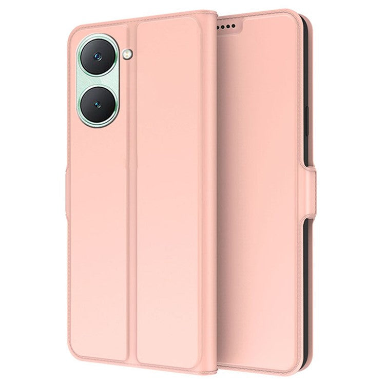 For vivo Y18e 4G Case Leather Stand Slip Phone Cover with Card Slots - Rose Gold