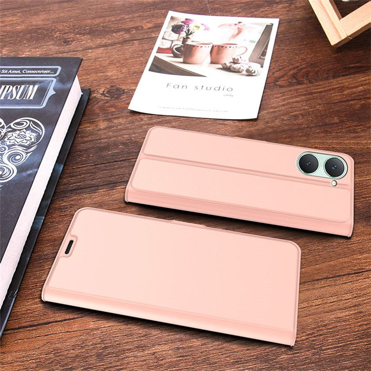 For vivo Y18e 4G Case Leather Stand Slip Phone Cover with Card Slots - Rose Gold