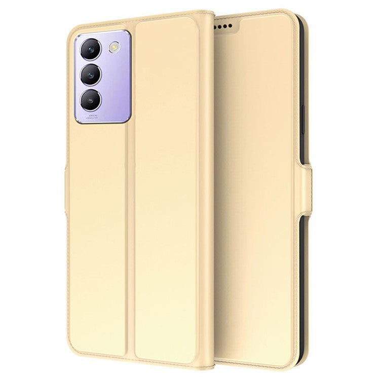 For vivo V30 SE 5G Case Magnetic Clasp Folio Leather Phone Cover - Gold