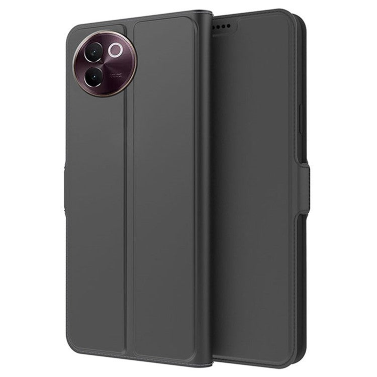 For vivo V30e 5G Case Leather+TPU Card Slots Phone Cover with Magnetic Clasps - Black