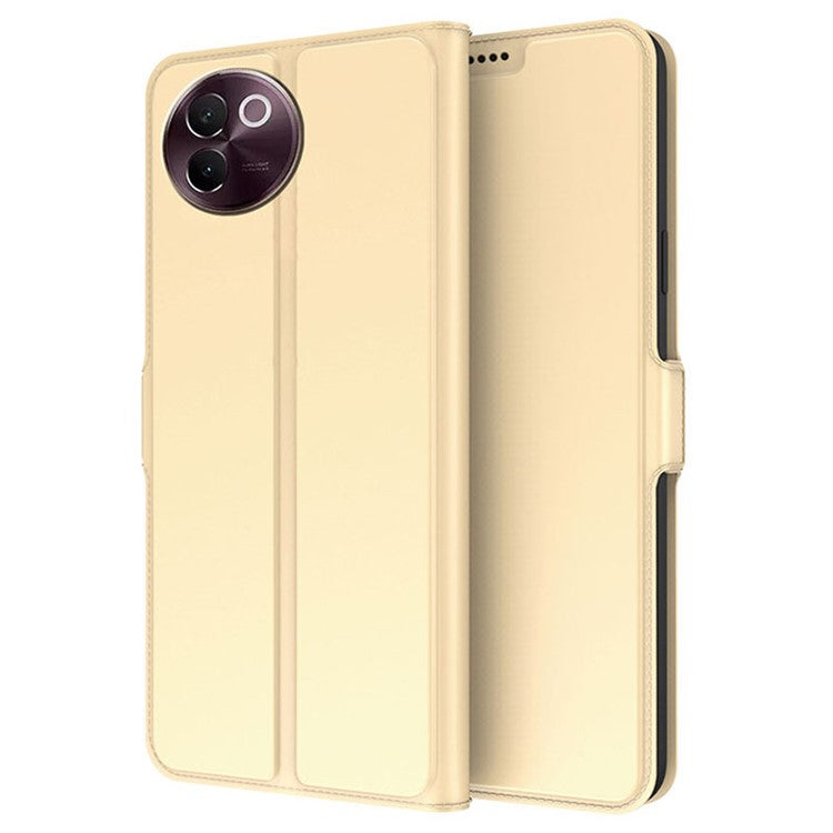 For vivo V30e 5G Case Leather+TPU Card Slots Phone Cover with Magnetic Clasps - Gold