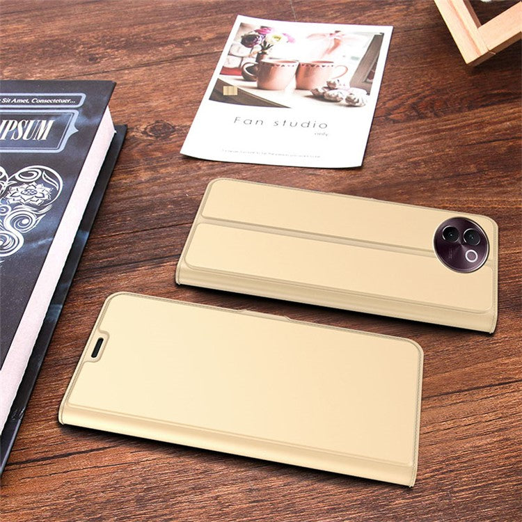 For vivo V30e 5G Case Leather+TPU Card Slots Phone Cover with Magnetic Clasps - Gold