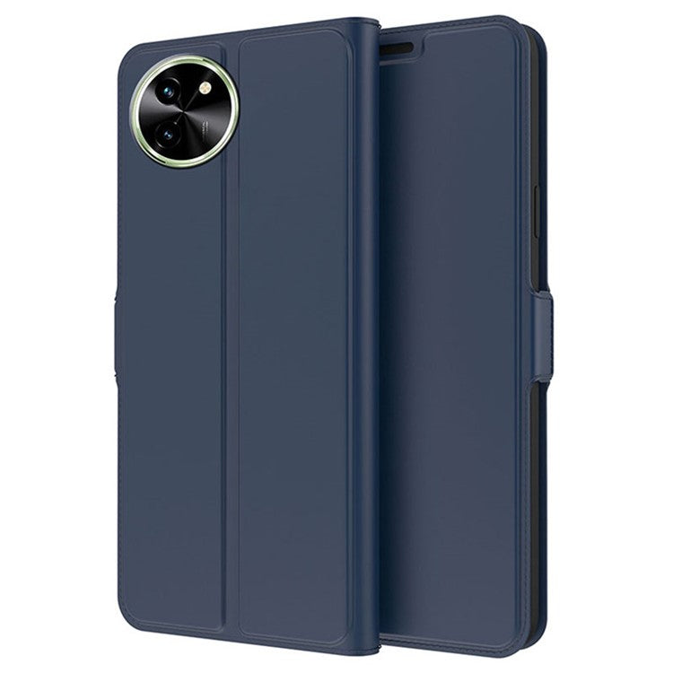 For vivo T3x Case Stand Slip Leather Phone Cover with Card Slots - Blue