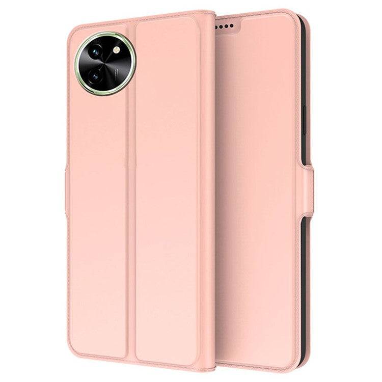 For vivo T3x Case Stand Slip Leather Phone Cover with Card Slots - Rose Gold