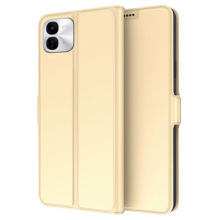 For vivo iQOO Z9x 5G Case Card Slots Stand Phone Leather Cover Dual Magnetic Clasps - Gold