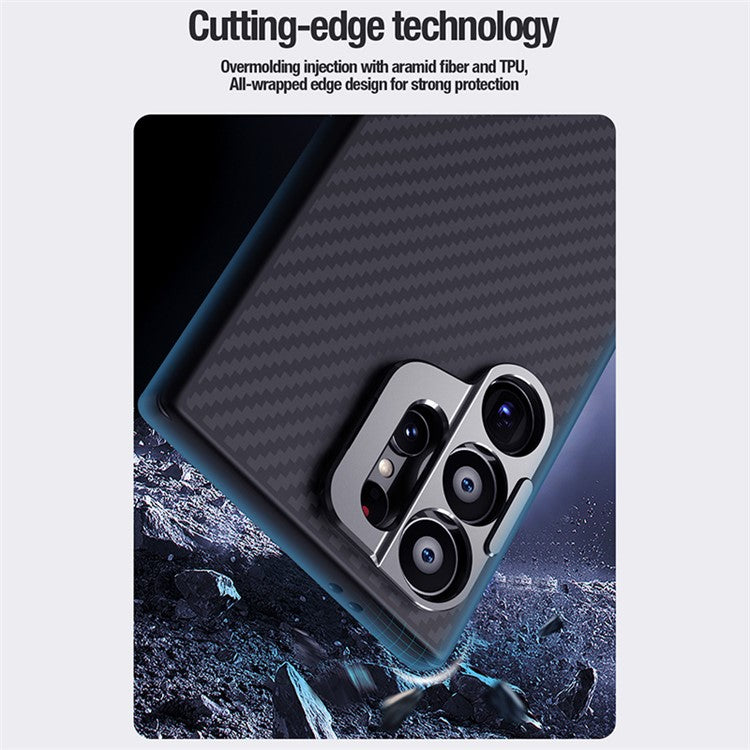 NILLKIN Carboprof Case for Samsung Galaxy S24 Ultra Magnetic Case TPU+Aramid Fiber Lens Kickstand Phone Cover