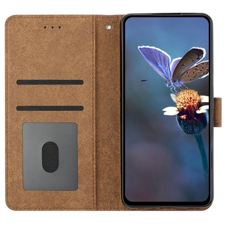 For Google Pixel 8a Case Anti-Scratch Phone Shell Imprinted Leather Wallet Stand Cover - Brown