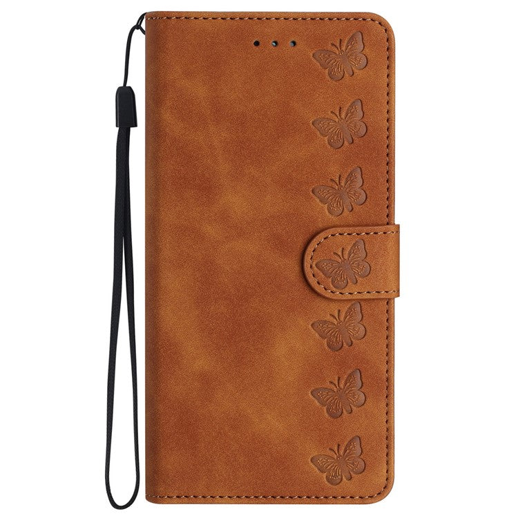 For Google Pixel 8a Case Anti-Scratch Phone Shell Imprinted Leather Wallet Stand Cover - Brown