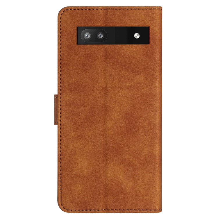 For Google Pixel 8a Case Anti-Scratch Phone Shell Imprinted Leather Wallet Stand Cover - Brown