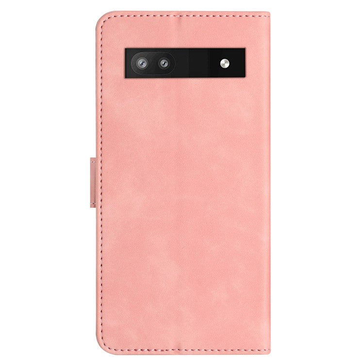 For Google Pixel 8a Case Anti-Scratch Phone Shell Imprinted Leather Wallet Stand Cover - Pink