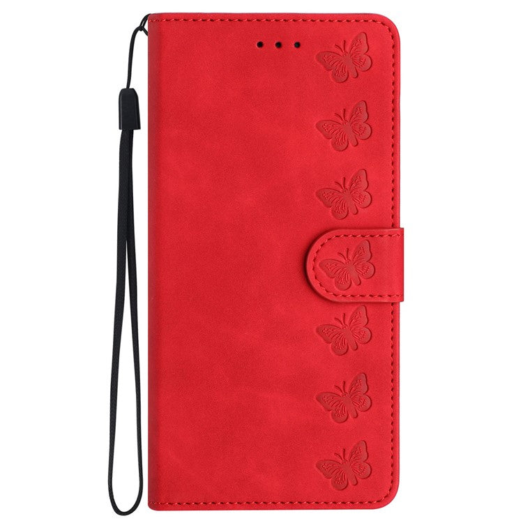 For Google Pixel 8a Case Anti-Scratch Phone Shell Imprinted Leather Wallet Stand Cover - Red