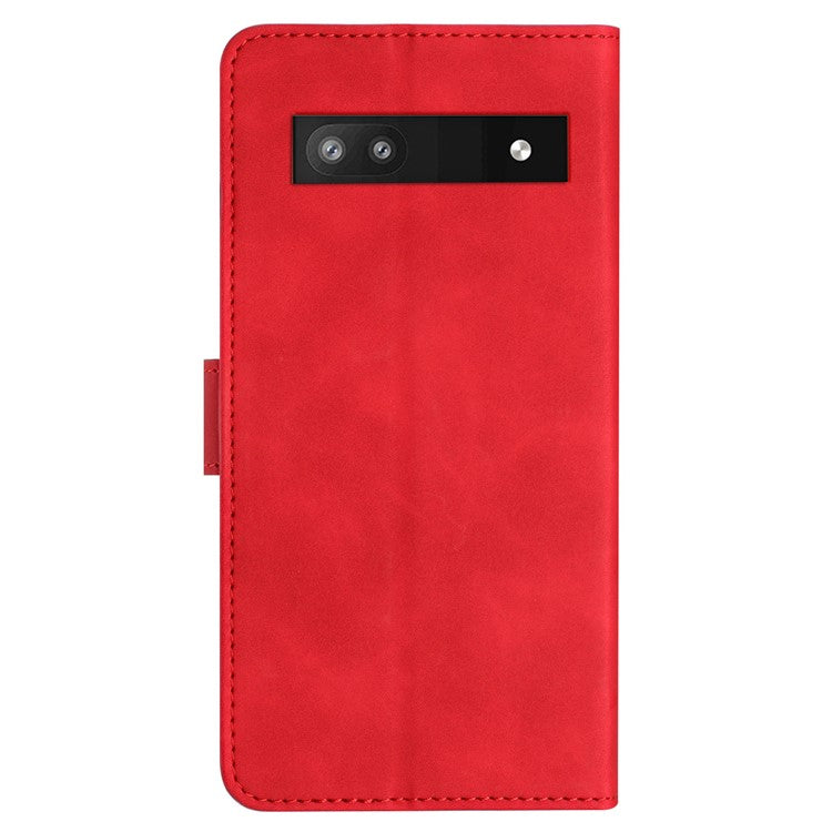 For Google Pixel 8a Case Anti-Scratch Phone Shell Imprinted Leather Wallet Stand Cover - Red