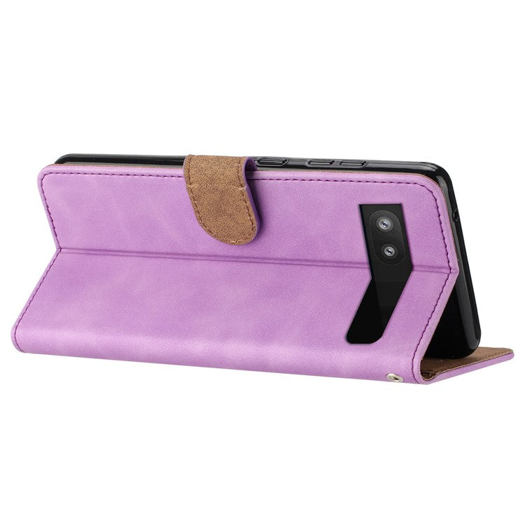 For Google Pixel 8a Case Anti-Scratch Phone Shell Imprinted Leather Wallet Stand Cover - Purple