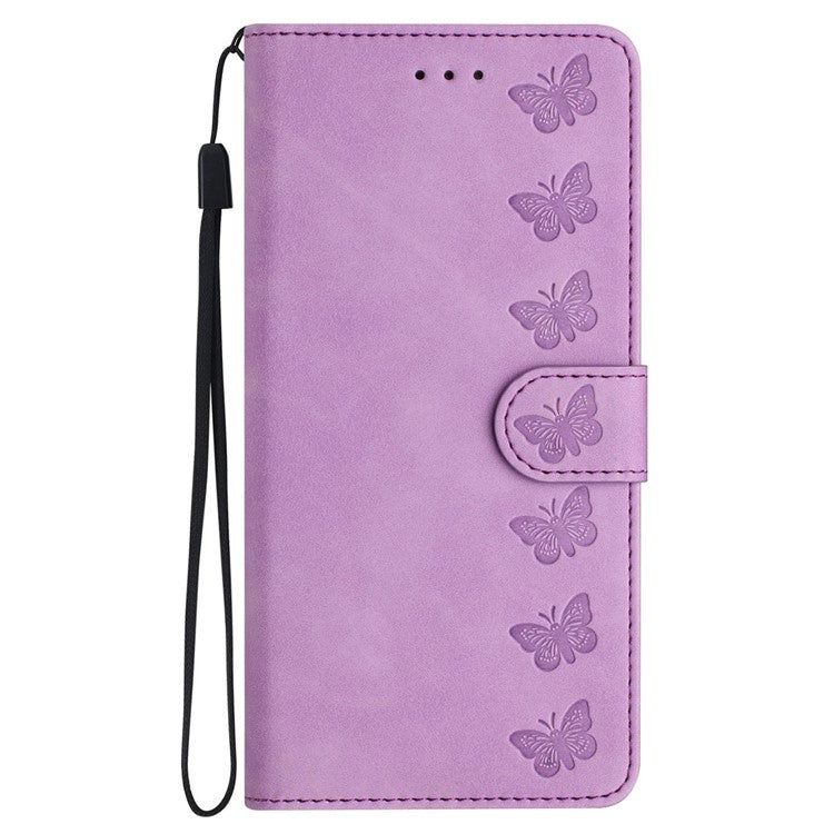 For Google Pixel 8a Case Anti-Scratch Phone Shell Imprinted Leather Wallet Stand Cover - Purple