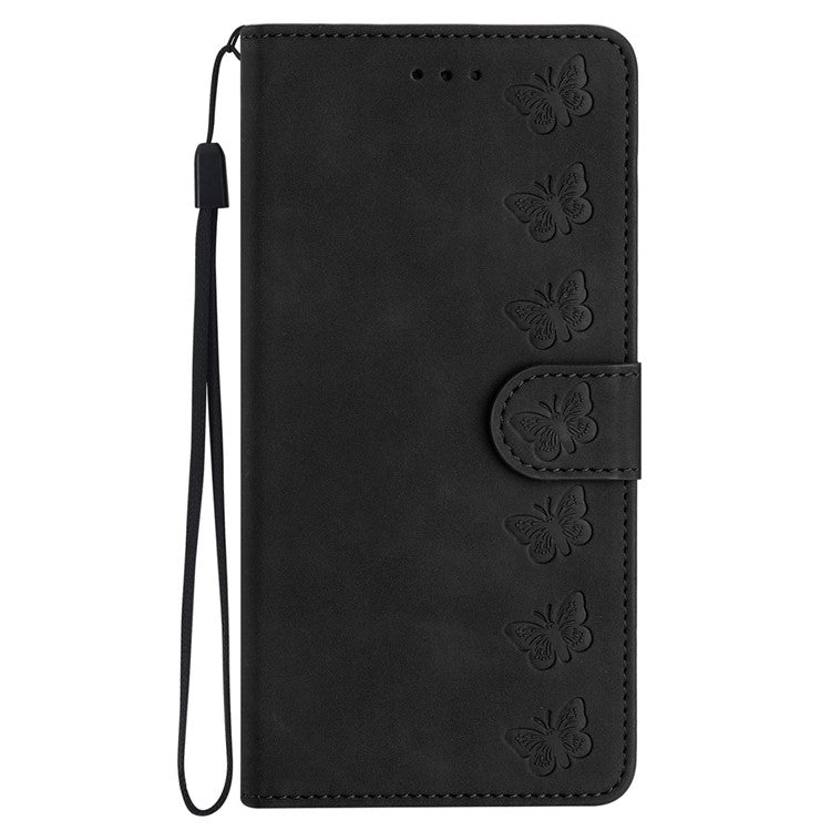 For Google Pixel 8a Case Anti-Scratch Phone Shell Imprinted Leather Wallet Stand Cover - Black