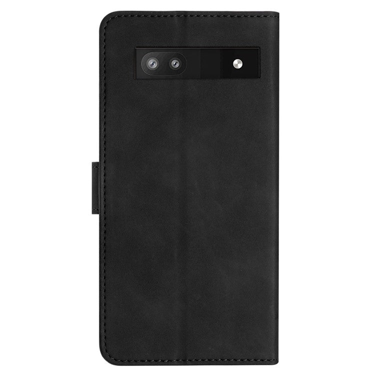 For Google Pixel 8a Case Anti-Scratch Phone Shell Imprinted Leather Wallet Stand Cover - Black