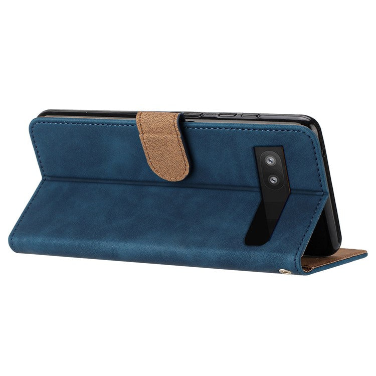 For Google Pixel 8a Case Anti-Scratch Phone Shell Imprinted Leather Wallet Stand Cover - Blue