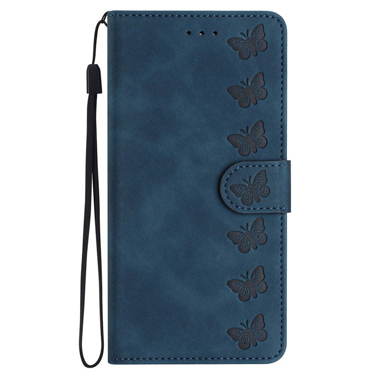 For Google Pixel 8a Case Anti-Scratch Phone Shell Imprinted Leather Wallet Stand Cover - Blue