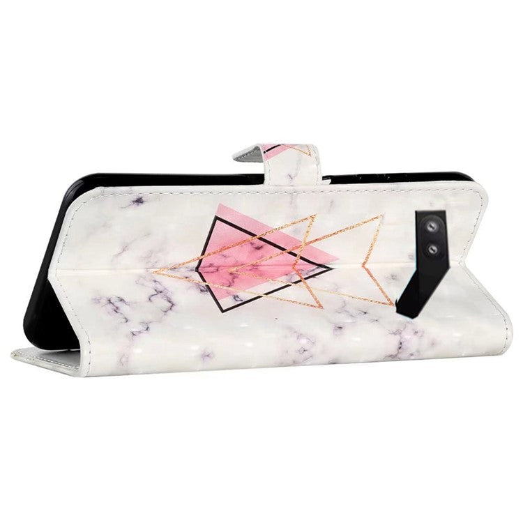 For Google Pixel 8a Mobile Phone Case 3D Pattern Printing Leather Cover - Triangle Marble