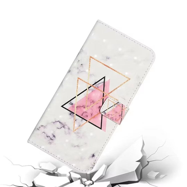 For Google Pixel 8a Mobile Phone Case 3D Pattern Printing Leather Cover - Triangle Marble