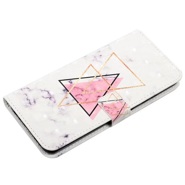 For Google Pixel 8a Mobile Phone Case 3D Pattern Printing Leather Cover - Triangle Marble