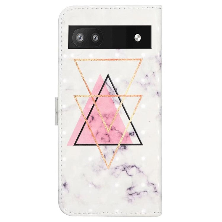 For Google Pixel 8a Mobile Phone Case 3D Pattern Printing Leather Cover - Triangle Marble