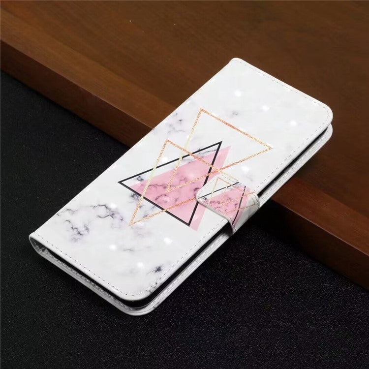 For Google Pixel 8a Mobile Phone Case 3D Pattern Printing Leather Cover - Triangle Marble