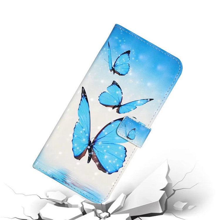 For Google Pixel 8a Mobile Phone Case 3D Pattern Printing Leather Cover - Three Butterflies