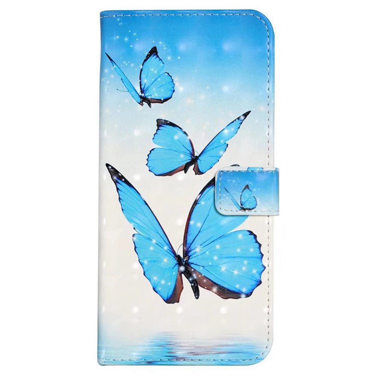 For Google Pixel 8a Mobile Phone Case 3D Pattern Printing Leather Cover - Three Butterflies