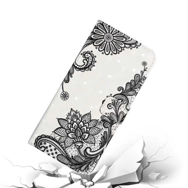 For Google Pixel 8a Mobile Phone Case 3D Pattern Printing Leather Cover - Lace Flower