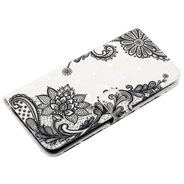 For Google Pixel 8a Mobile Phone Case 3D Pattern Printing Leather Cover - Lace Flower